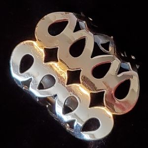 Silvertone open teardrop design cuff bracelet